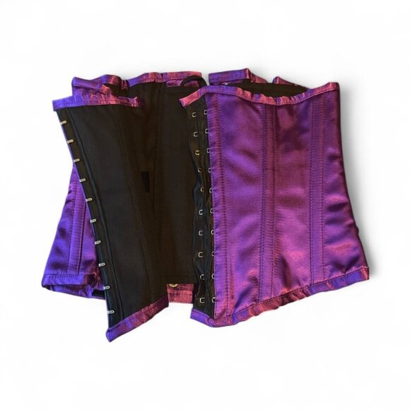 Vintage Goth Underbust Purple Satin Corset Adjustable Lace Up Back NWT - Picture 3 of 6